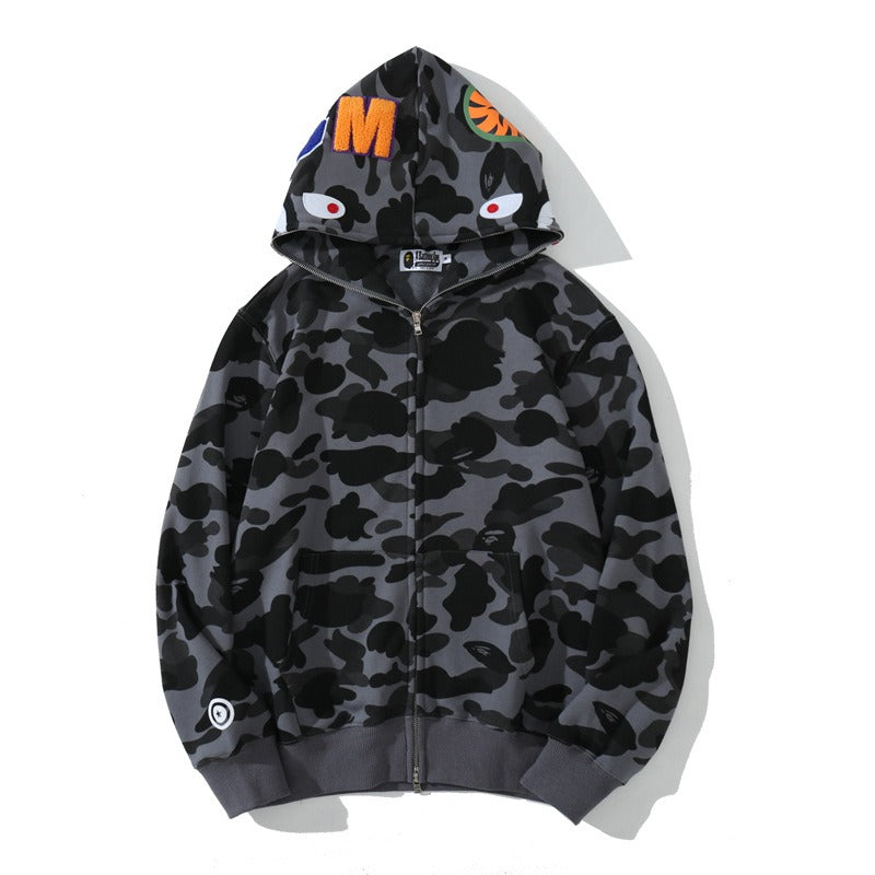 Shark Classic Camouflage Hooded Cardigan Zipper Men's And Women's