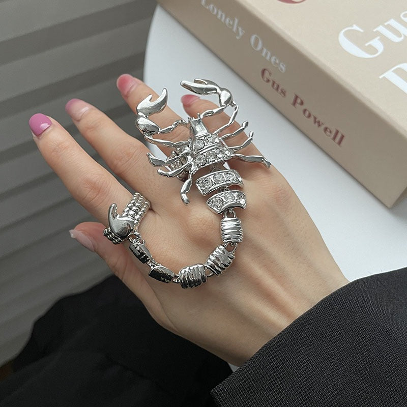 Metal Scorpion Chain Index Finger Ring