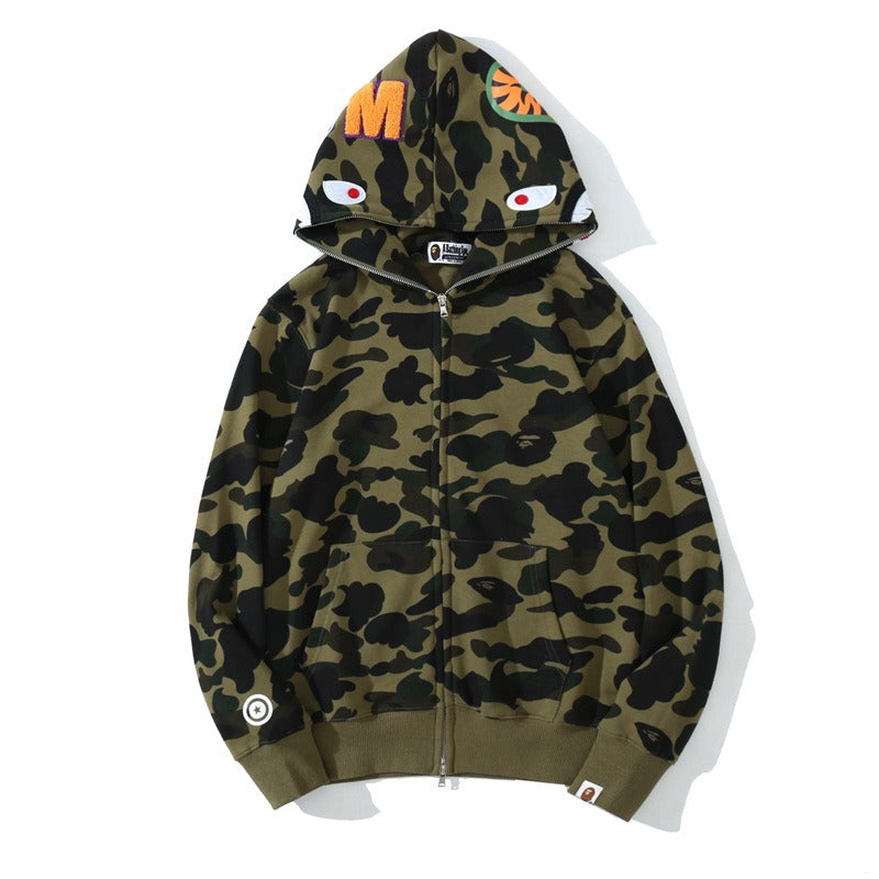 Shark Classic Camouflage Hooded Cardigan Zipper Men's And Women's