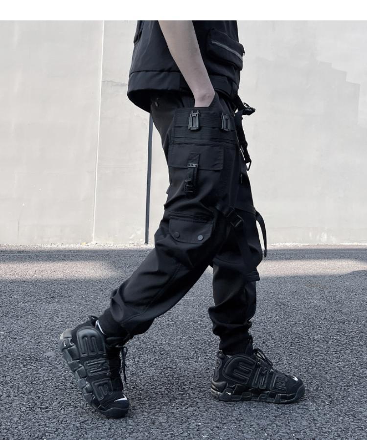 Spring style overalls men multi pocket pants