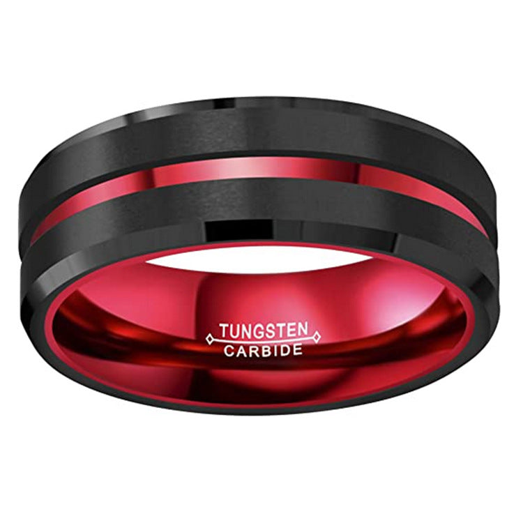 Tungsten Gold Double Color Electric Black Combination Red Green Unisex Jewelry Tungsten Steel Ring