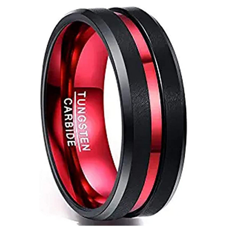 Tungsten Gold Double Color Electric Black Combination Red Green Unisex Jewelry Tungsten Steel Ring