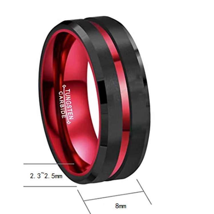 Tungsten Gold Double Color Electric Black Combination Red Green Unisex Jewelry Tungsten Steel Ring