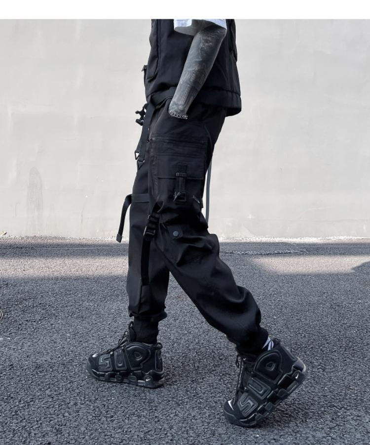 Spring style overalls men multi pocket pants
