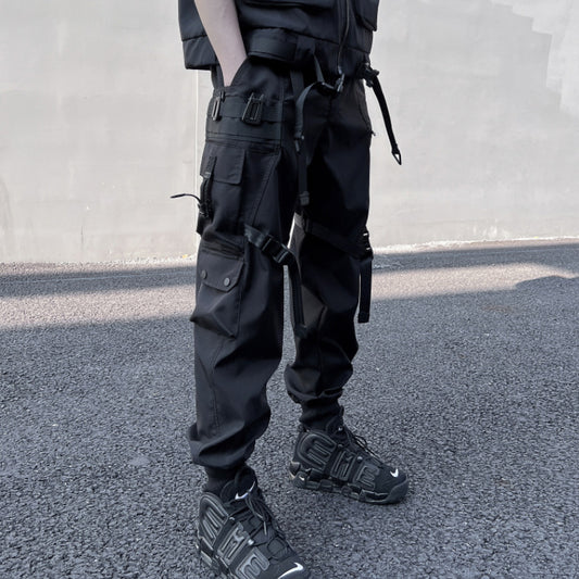 Spring style overalls men multi pocket pants