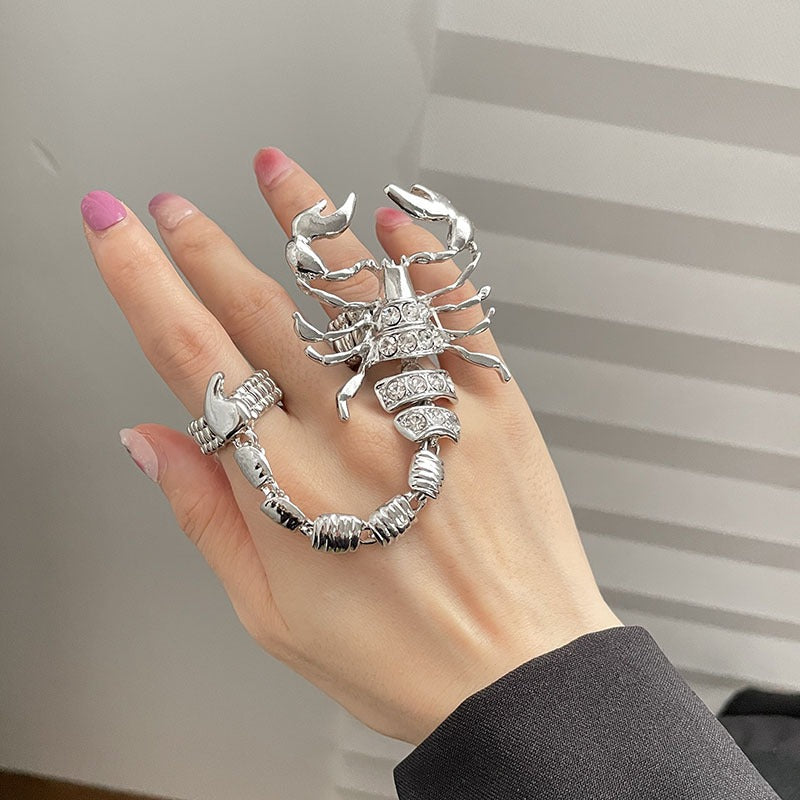 Metal Scorpion Chain Index Finger Ring